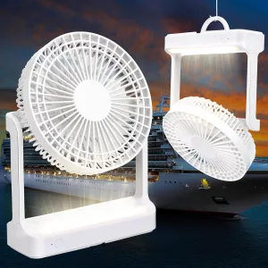 Cruise Ship Approved Travel Fan 330 Degree Oscillation Desk Fan with LED Night Light and USB Charging Port Cruise Ship Essentials for Travel Bedroom Home Dorm Tent Camping Desktop