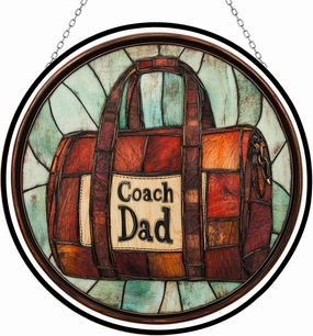 Customized Boho Fathers Day Coach Dad Duffel Bag Stained Glass Window Hanging, Suncatcher for Women, Stained Glass Window Decor Perfect Home Décor