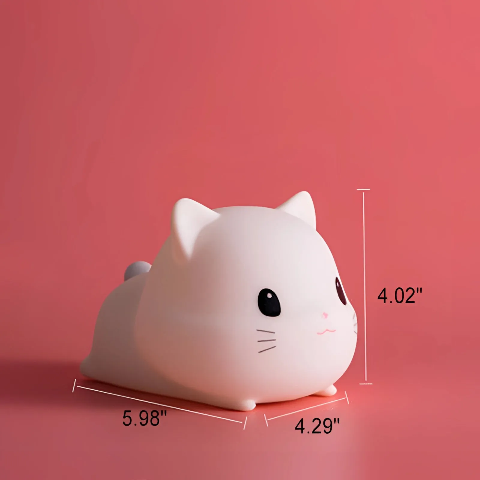 Cute Cat LED Nightlight - Rechargeable Silicone Kitty Lamp for Kids