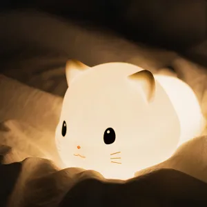 Cute Cat LED Nightlight - Rechargeable Silicone Kitty Lamp for Kids