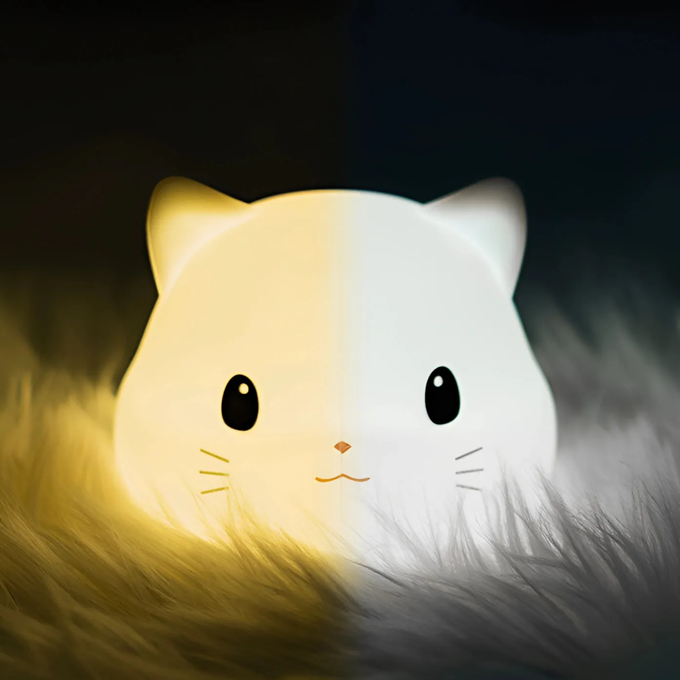 Cute Cat LED Nightlight - Rechargeable Silicone Kitty Lamp for Kids