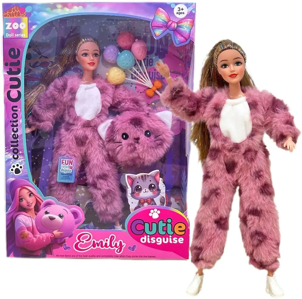 Cute Doll Set Series Reveals Dolls Wearing Pink Bear Series Clothes, for Teenagers and Girls