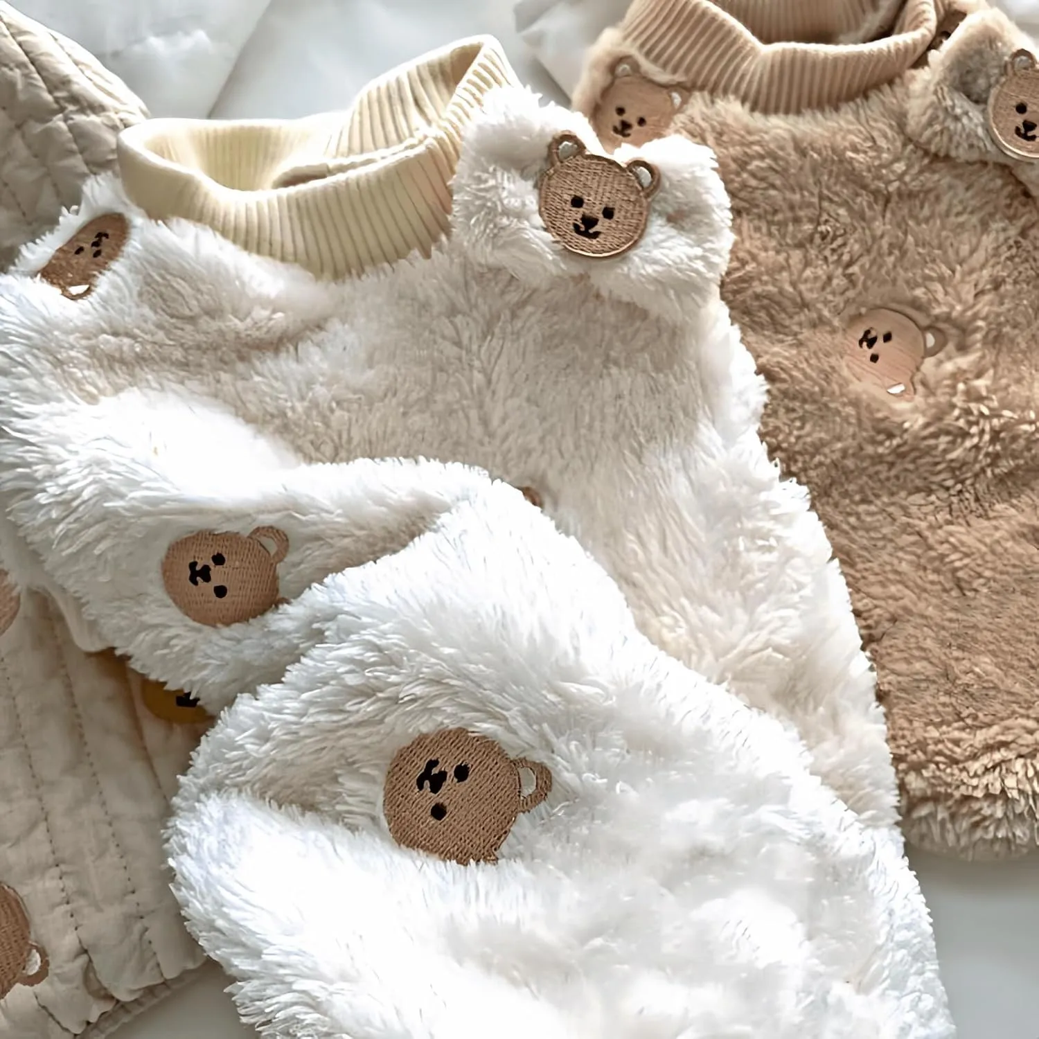 Cute Pet Apparel Bear Pattern Cartoon Dog Clothes All Season Sleeveless Puppy Kitten Pullover Soft Skin-Friendly (White, M (4.4-7.7lbs))