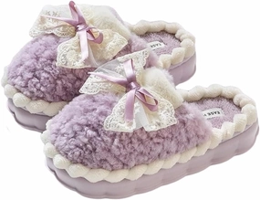 Cute Butterfly Fuzzy Women's Slippers Winter Fluffy Open Toe House Slippers Slip On Plush Bedroom Shoes Indoor Outdoor