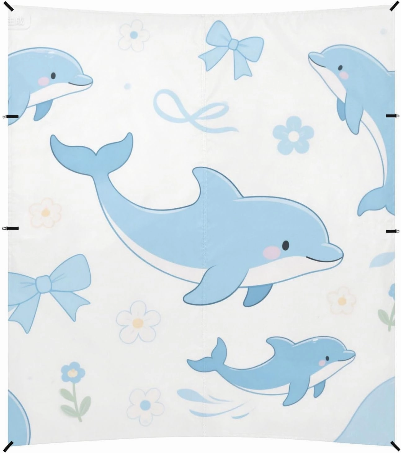 Cute Cartoon Blue Dolphin Beach Cabana Tent UPF50 Waterproof Shade Sun Shelter with Sandbags and Shovel for Backyard, Grassland, Park