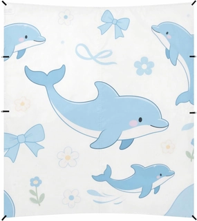Cute Cartoon Blue Dolphin Beach Cabana Tent UPF50 Waterproof Shade Sun Shelter with Sandbags and Shovel for Backyard, Grassland, Park