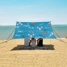 Cute Marine Lobster Starfish Beach Camping Tent Sun Shelter for Whole Family, Beach Shade Canopy with UPF50  UV Protection,Easy Set Up and Carry,Outdoor Shade for Trips, Fishing, Backyard Fun P