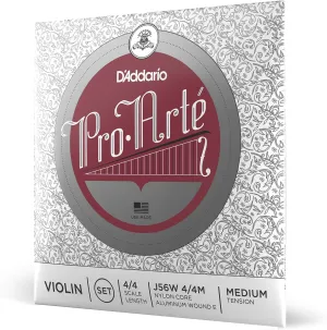 D'Addario Pro-Arte Violin String Set with Wound E, 4/4 Scale, Medium Tension