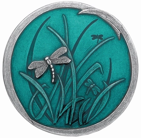 DANFORTH — Pewter Dragonfly Purse Mirror — Vintage Pewter & Teal Blue Hand-Held Mirror for Women — Handmade Nature Gift Accessories, Made in USA (3 inches)