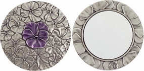 DANFORTH — Pewter Pansy Purse Mirror — Handmade Hand-Held Mirror for Women — Purple Flower Gift Accessories — Made in USA (3 inches)