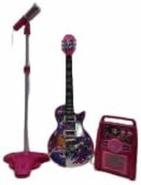 deAO Kids Guitar and Microphone Play Set with Stand for Girls Play Set Toys Birthday Gifts for Kids Boys Girls Toddlers