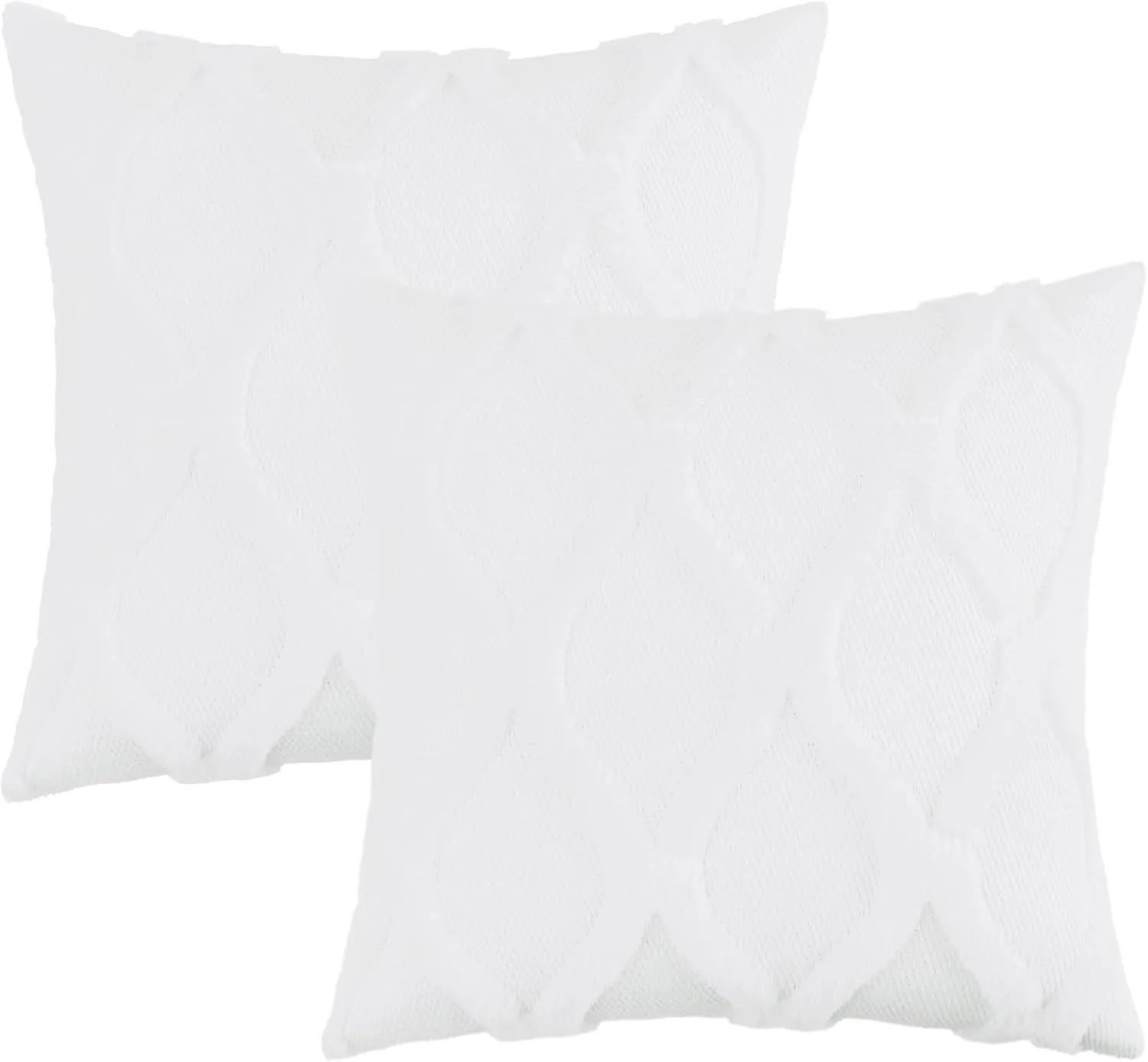 decorUhome Throw Pillow Covers 20x20 Inch Set of 2, Soft Plush Faux Fur Wool Pure White Couch Pillow Covers, Decorative Neutral Pillow Cases for Bed Sofa Living Room Home Decor