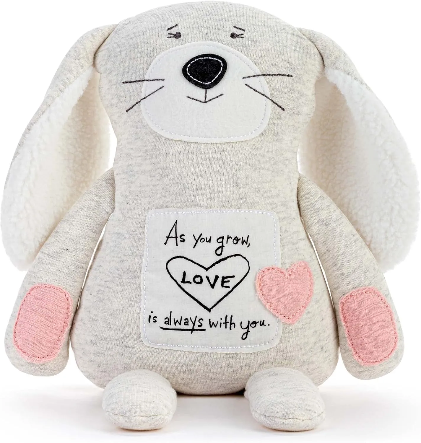 DEMDACO Poetic Threads As You Grow Grey and Pink 13 x 10 Inch Stuffed Plush Animal Bunny Pink