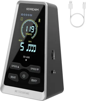 Digital Metronome for Piano,Guitar,Violin,Rechargeable LCD Electronic Metronome with Human Voice,Professional Metronome for Beginners & Musicians,Instrument Volume & Beat Speed Adjustable