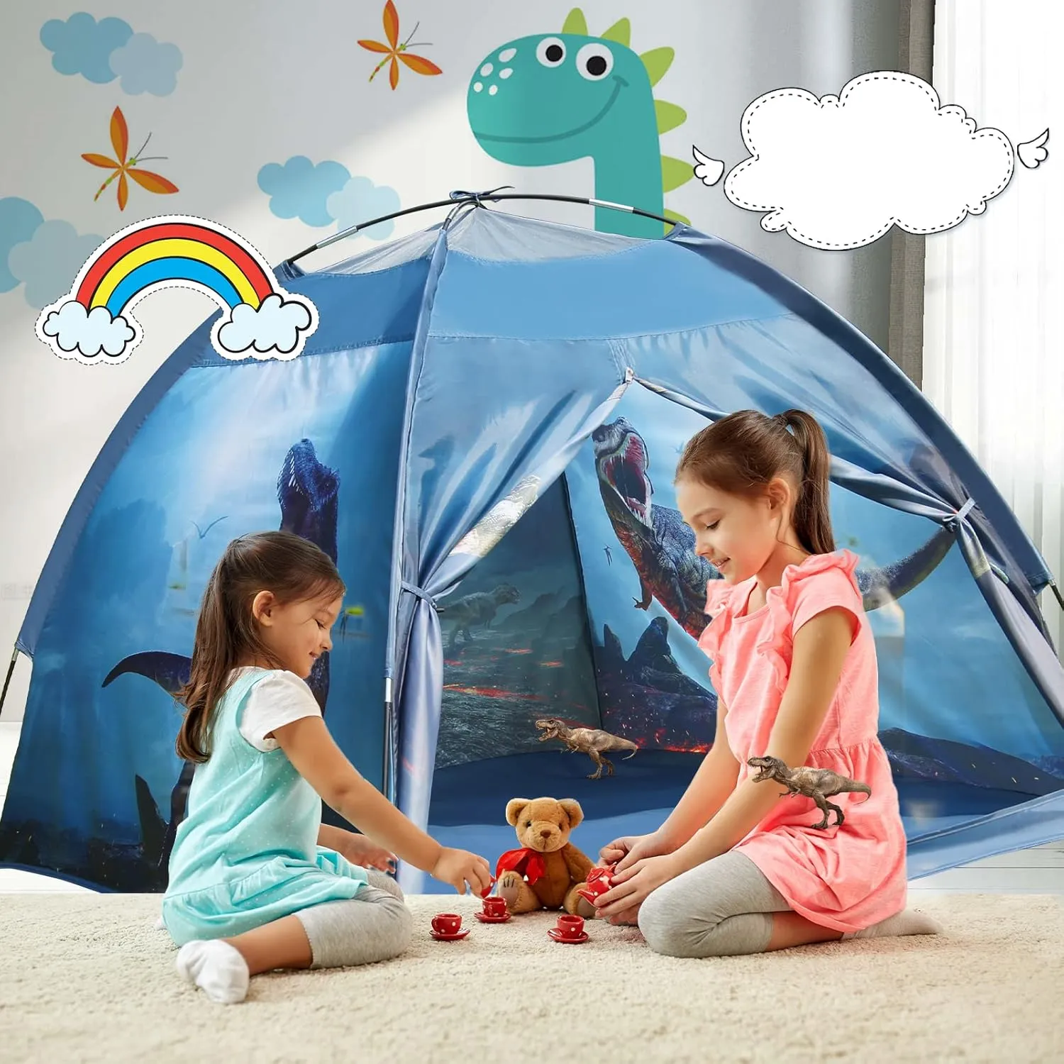 Dinosaur Tent for Kids with Real Dinosaur Theme Kids Play Tent Indoor and Outdoor Tent for Kids Dinosaur Toys for Boys & Girls to Have Fun