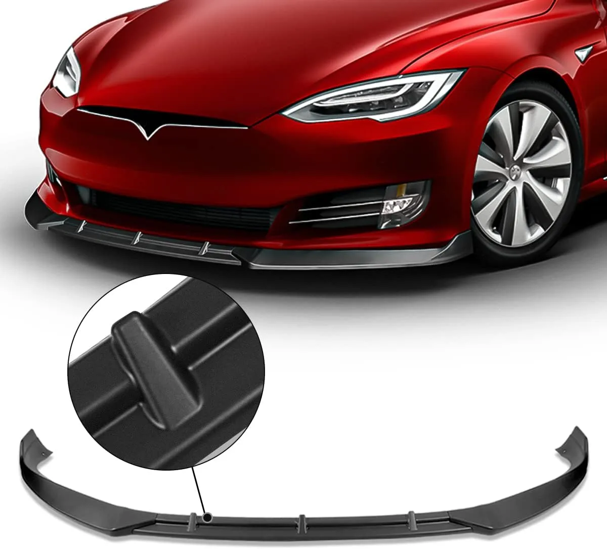 DNA MOTORING 3PCS STP-Style Front Bumper Lip Spoiler Compatible with 16-20 Tesla Model S, 2-PU-595