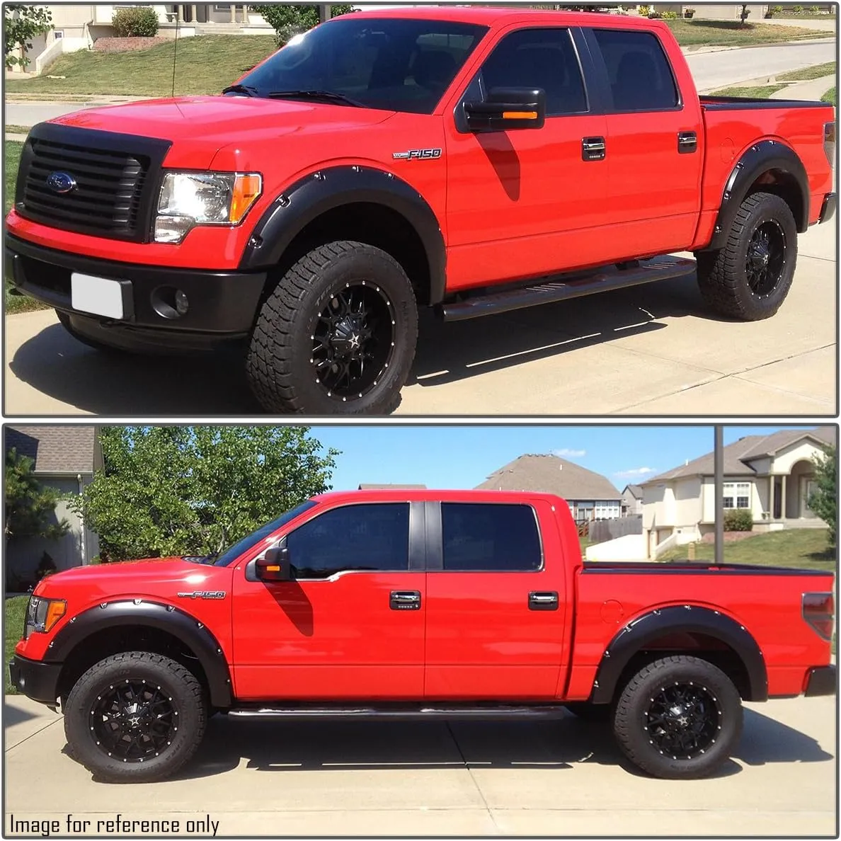 DNA MOTORING WF-F15009-88BK Pocket-Riveted Style Fender Wheel Flares 4Pcs/Set Compatible with 09-14 F-150 Styleside