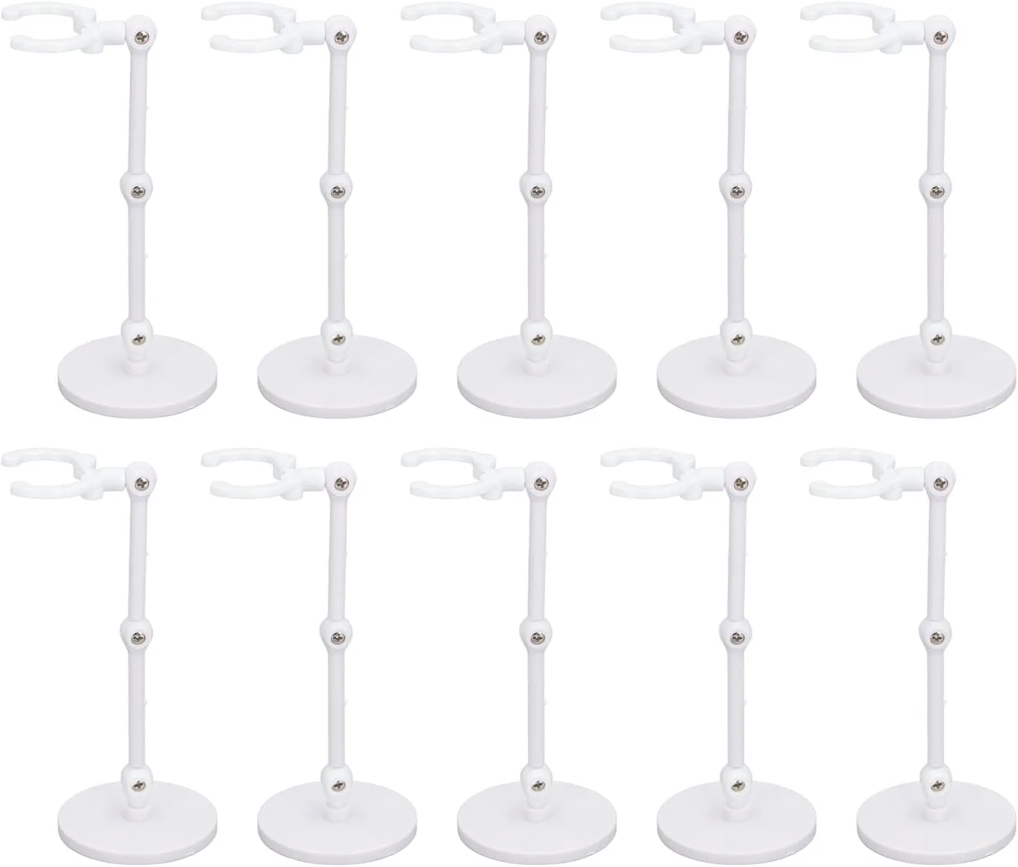 Doll Display Stand, 10 Sets Portable Teddy Bear Plastic Stand for Mini Doll, Creative Versatility, Compatible with 6-inch Types, MultiPurpose Set, Secure Display, Sturdy (White)