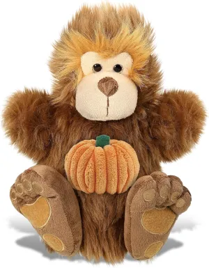 DolliBu Big Foot Hand Puppet Stuffed Animal with Pumpkin Decor and Name Personalization - Pumpkin Plush Animal for Fall, Halloween and Thanksgiving, Pumpkin Toy for Baby, Kids, Adults - 10 Inches