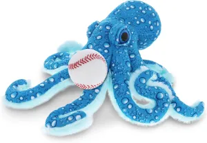 DolliBu Blue Octopus Stuffed Animal with Baseball Plush - Soft Huggable Octopus, Adorable Playtime Plush Toy, Super Soft Plush Doll Animal Toy for Kids and Adults - 16 Inches