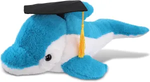DolliBu Dolphin Graduation Plush Toy - Soft Huggable Graduation Stuffed Animal Dress Up with Gown and Cap with Tassel Outfit - Graduation Gift with Personalization - 18 Inches