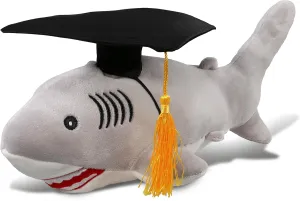 DolliBu Gray Shark Graduation Plush Toy - Super Soft Graduation Stuffed Animal Dress Up with Graduation Cap with Tassel - Reward Celebration Grad Gift - 12 Inches