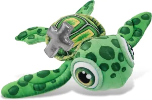 DolliBu Green Sea Turtle Stuffed Animal with Silver Cross and Personalization - Religious Turtle Plush Baptism Gifts, Dedication Christening Gifts Plush Prayer Toy Healing Teddy Bear - 14 Inches