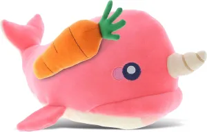 DolliBu Happy Easter Baby Soft Plush Pink Narwhal with Carrot - Cute Stuffed Animals with Carrot Plush Toy, with Name Personalization, Spring Easter Plush Animal - 7 Inches