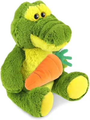 DolliBu Happy Easter Super Soft Plush Sitting Green Alligator with Carrot - Cute Stuffed Animals with Carrot Plush with Name Personalization, Spring Easter Plush Animal - 12 Inches
