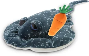 DolliBu Happy Easter Super Soft Plush Spotted Grey Ray with Carrot - Stuffed Animals with Carrot Plush Toy, with Name Personalization, Spring Easter Plush Animal - 18.5 Inch