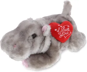 DolliBu I Love You Valentine Plush Hippo - Cute Stuffed Animal with Red Heart and Name Personalization Gift for Valentines Day, Birthday, Anniversary, Romantic Date - 11 Inches