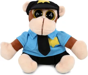 DolliBu Monkey with Big Eye Police Officer Plush Toy - Super Soft Monkey Cop Stuffed Animal Dress Up with Cop Uniform and Cap Outfit - Gift with Personalization - 6 Inches