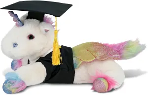 DolliBu Royal Flying Unicorn Graduation Plush Toy - Soft Plush Graduation Stuffed Animal Dress with Gown and Cap with Tassel Outfit - Congratulatory Graduation Gift with Personalization - 12.5 Inch