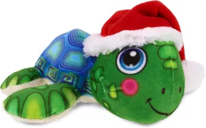 DolliBu Santa Sea Turtle Stuffed Animal Plush Toy - Super Soft Sea Turtle Plush Animal Dress Up with Red Santa Claus Hat Cute Ocean Life Gift, Perfect with Name Personalization - 7 Inch
