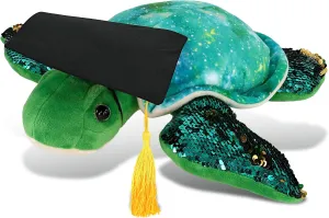 DolliBu Sea Turtle – Space Sequin Graduation Plush Toy - Soft Plush Graduation Stuffed Animal Dress Up with a Graduation Cap with Tassel Outfit - Graduation Gift with Personalization - 13 Inch