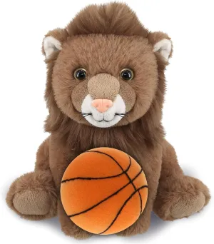 DolliBu Squat Lion Stuffed Animal with Basketball Plush - Soft Huggable Lion, Adorable Playtime Plush Toy, Cute Safari Life Gift, Personalized Plush Doll Animal Toy for Kids and Adults - 8 Inch