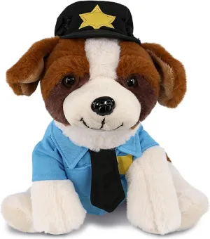 DolliBu St. Bernard Dog Police Officer Plush Toy - Soft Dog Cop Stuffed Animal Dress Up with Cute Cop Uniform and Cap Outfit - Gift with Personalization - 8 Inches