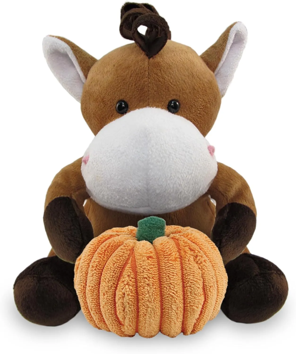 DolliBu Super Soft Horse Stuffed Animal with Pumpkin Decor and Name Personalization - Pumpkin Plush Animal for Fall, Halloween and Thanksgiving for Baby, Kids, Adults - 6 Inch
