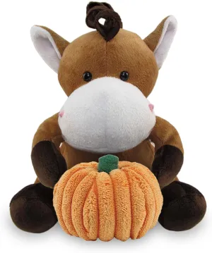 DolliBu Super Soft Horse Stuffed Animal with Pumpkin Decor and Name Personalization - Pumpkin Plush Animal for Fall, Halloween and Thanksgiving for Baby, Kids, Adults - 6 Inch