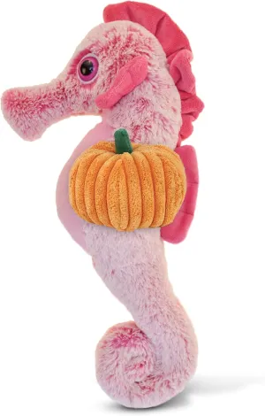 DolliBu Super Soft Sea Horse Stuffed Animal with Pumpkin Decor and Name Personalization - Plush Animal for Fall, Halloween and Thanksgiving for Baby, Kids, Adults - 15 Inch