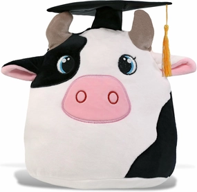 DolliBu Cow Graduation Plush Toy - Snug-Mooshies Cow Graduation Stuffed Animal Dress Up with Graduation Cap with Tassel - Reward Celebration Grad Gift - 10 Inch