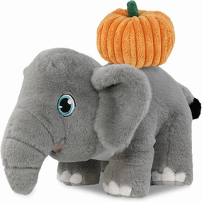 DolliBu Eco Friendly Super Soft Elephant Stuffed Animal with Pumpkin Decor - Pumpkin Plush Animal for Fall, Halloween and Thanksgiving, Pumpkin Toy for Baby, Kids, Adults - 14 Inches