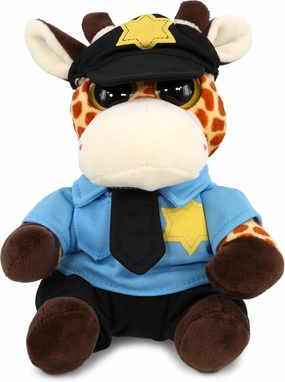 DolliBu Giraffe Big Eye Police Officer Plush Toy - Super Soft Giraffe Cop Stuffed Animal Dress Up with Cop Uniform and Cap Outfit - Gift with Personalization - 6 Inches