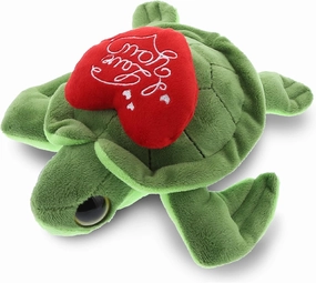 DolliBu I Love You Valentine Plush Big Eye Sea Turtle - Cute Turtle Stuffed Animal with Red Heart and Name Personalization Gift for Valentines Day, Birthday, Anniversary, Romantic Date - 6 Inches