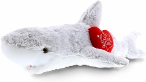 DolliBu I Love You Valentine Plush Great White Shark - Cute Stuffed Animal with Red Heart and Name Personalization Gift for Valentines Day, Birthday, Anniversary, Romantic Date - 23 Inches