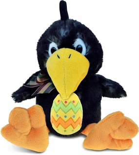 DolliBu Sitting Crow Bird with Yellow Easter Egg Plush and Name Personalization - Cute Stuffed Animals for Easter Basket, Easter Egg Stuffed Animal Spring Toys for Girls, Boy, Baby – 9.5 Inches