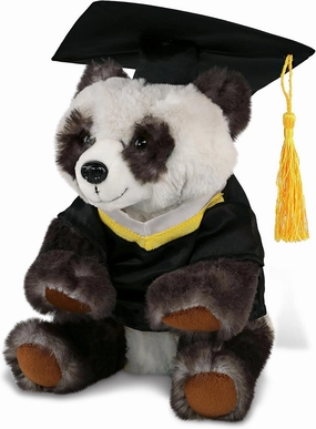 DolliBu Squat Panda Graduation Plush Toy - Super Soft Panda Graduation Stuffed Animal Dress Up with Gown and Cap with Tassel Outfit - Reward Celebration Grad Gift - 7 Inch