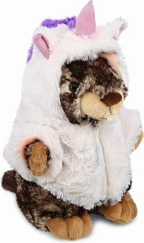 DolliBu Standing Marmot Unicorn Plush Stuffed Animal Toy - Super Soft Marmotcorn Dress Up with Removable Plush Unicorn Outfit, Cute Fantasy Wildlife Gift - 8.5 Inches
