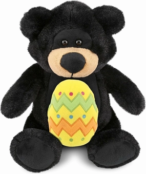 DolliBu Super Soft Black Bear with Yellow Easter Egg Plush - Perfect Bear Stuffed Animals for Easter Basket, Cute Easter Egg Stuffed Animal Spring Toys for Girls, Boys, and Babies - 9 Inches