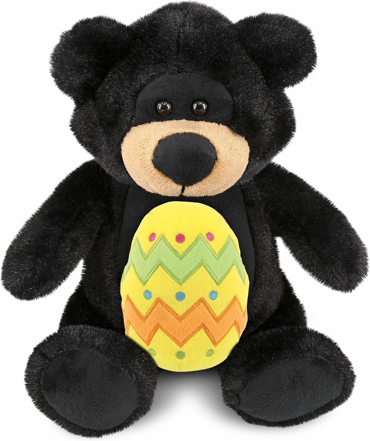 DolliBu Super Soft Black Bear with Yellow Easter Egg Plush - Perfect Bear Stuffed Animals for Easter Basket, Cute Easter Egg Stuffed Animal Spring Toys for Girls, Boys, and Babies - 9 Inches
